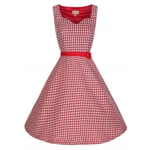 Nancy 1950’s Style Red Houndstooth Knit Dress